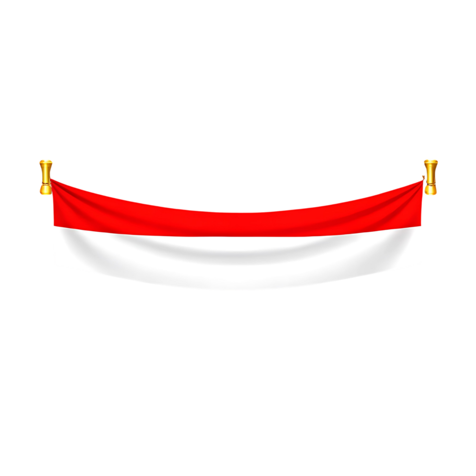 Curved Red and White Banner with Gold Holders Against transparent Background png