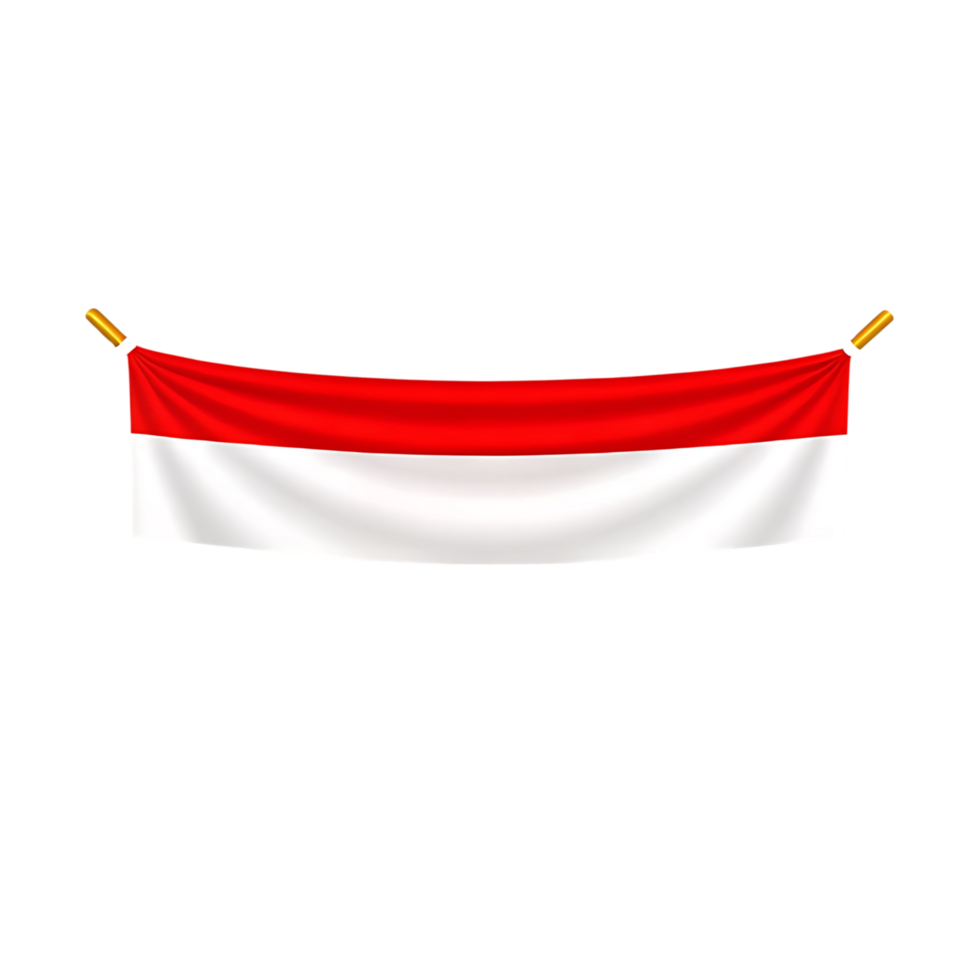Indonesian Flag Banner Hanging on transparent Background Red and White Fabric Drape png