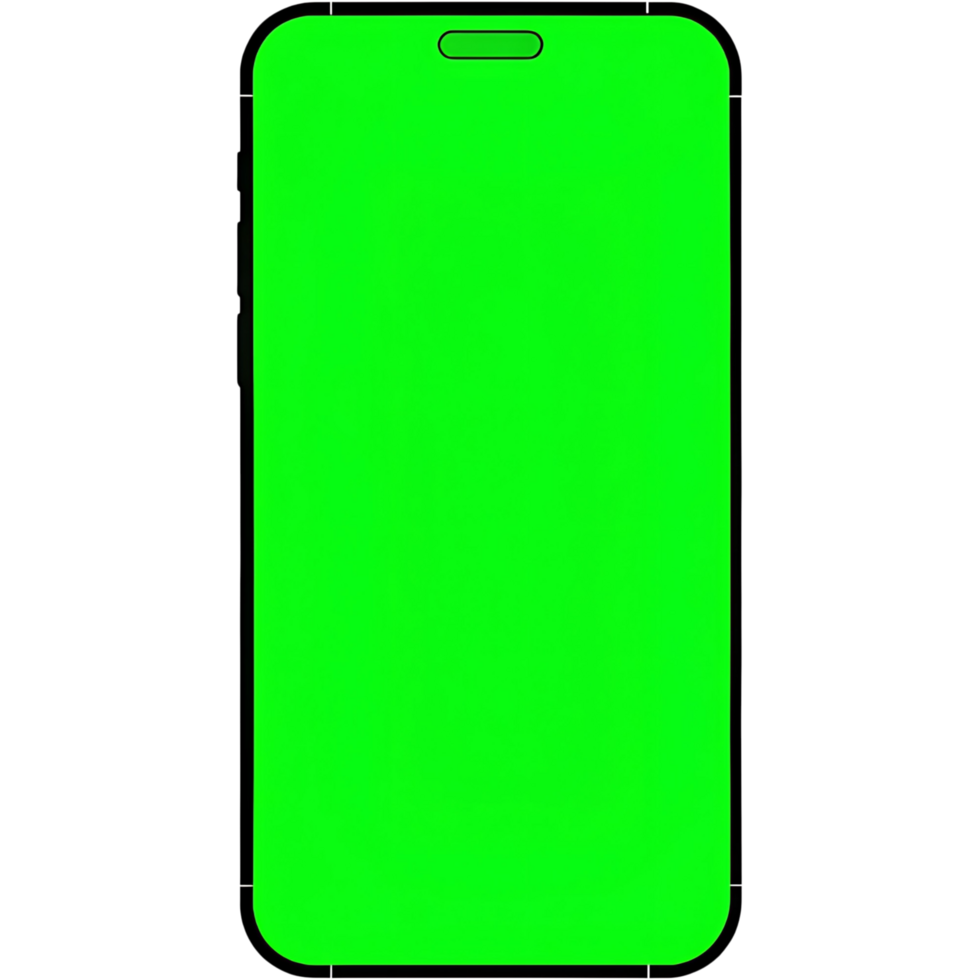 Green Screen Mobile Phone Mockup for App Presentation and User Interface Design png