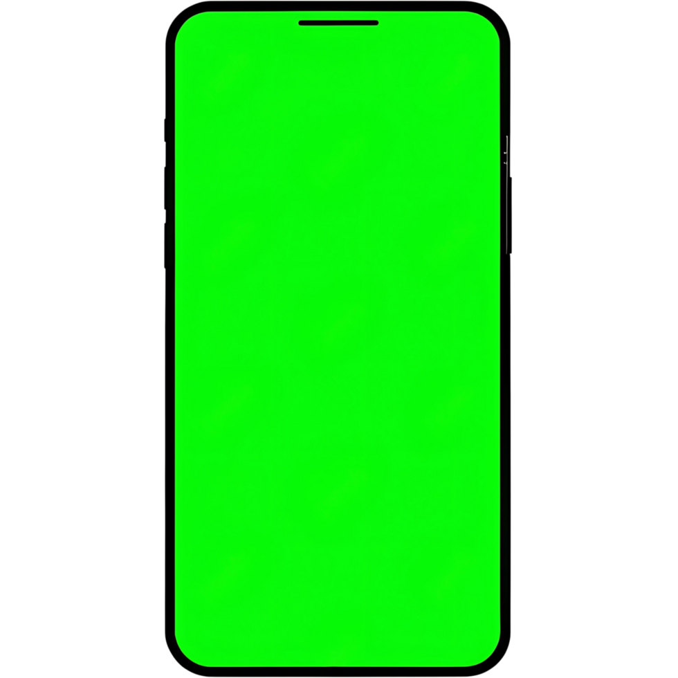 Smartphone Mockup with Bright Green Screen for App Presentation and UI Design png