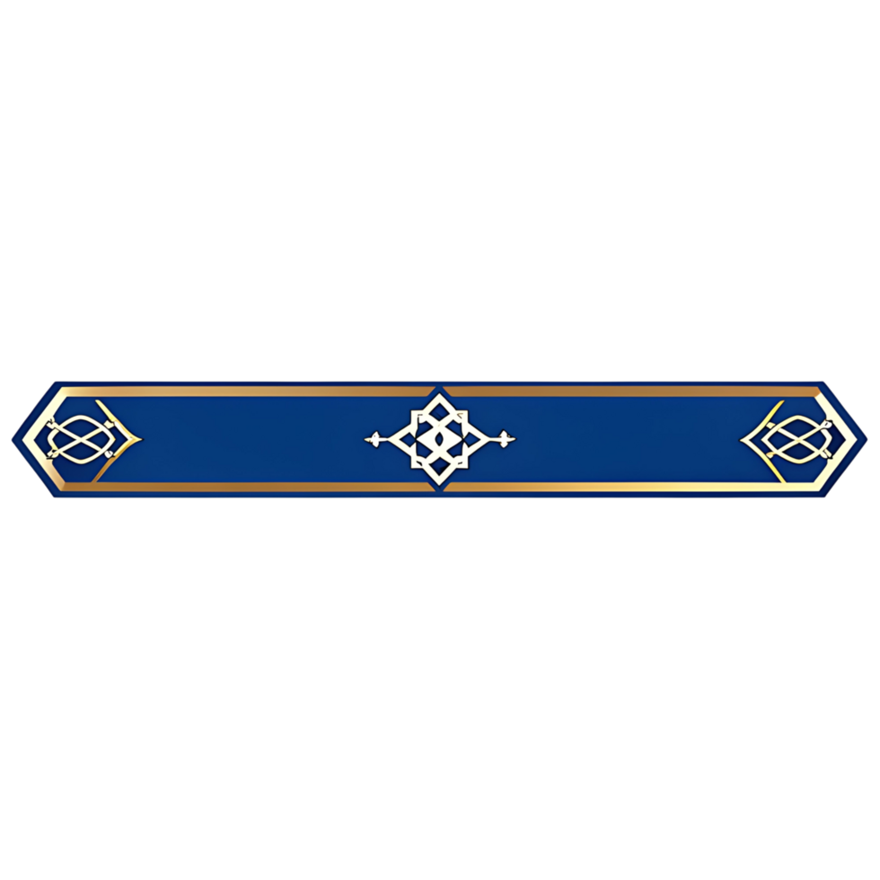 Elegant Blue and Gold Decorative Header Bar Design Element for Website or Print png