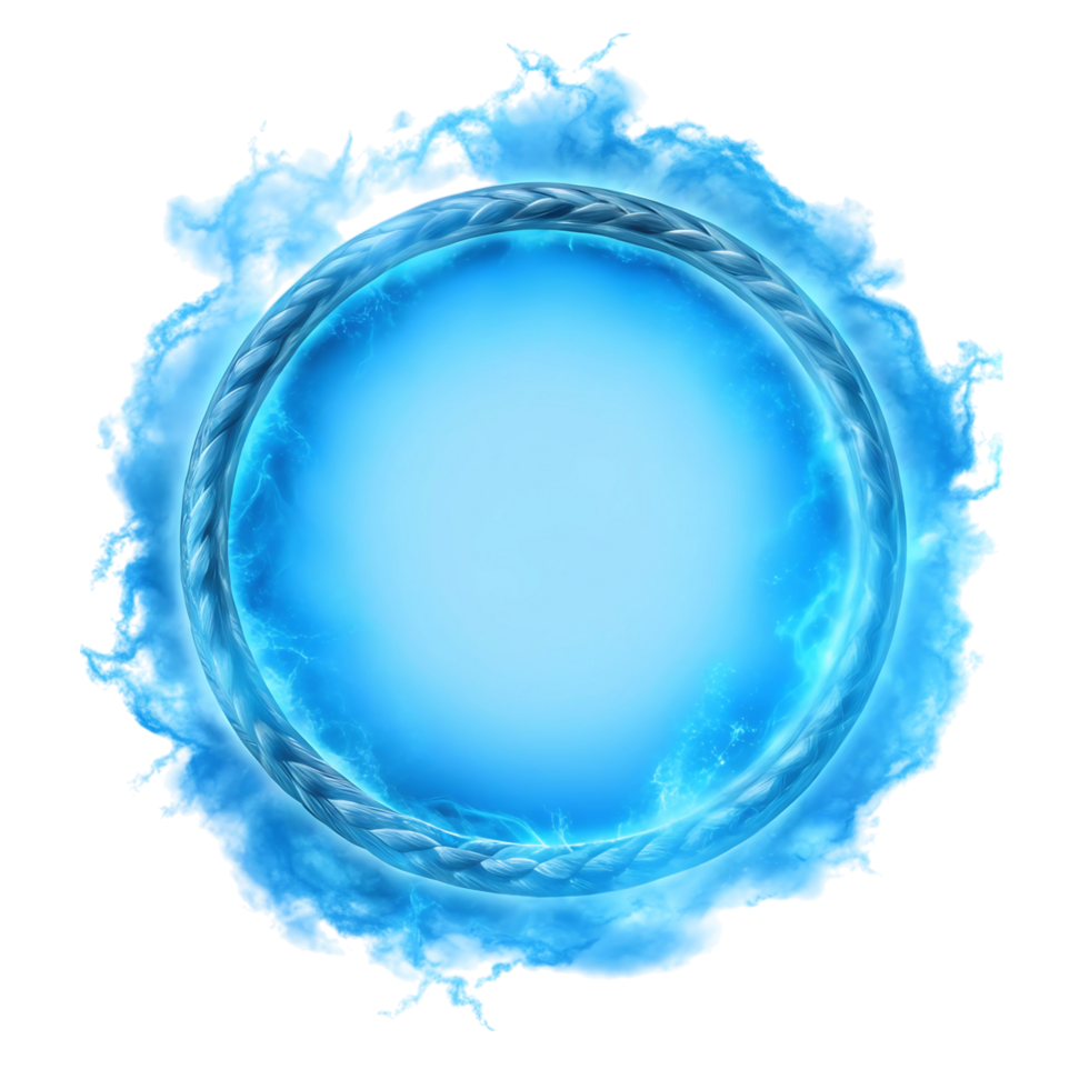Stunning Abstract of a Glowing Blue Circular Portal with Braided Energy and Cloudlike Surroundings png