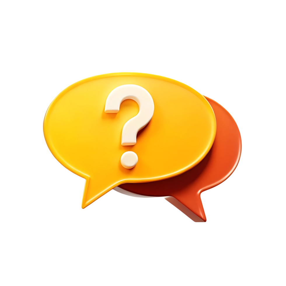 3D Render of Two Overlapping Speech Bubbles with a Question Mark png