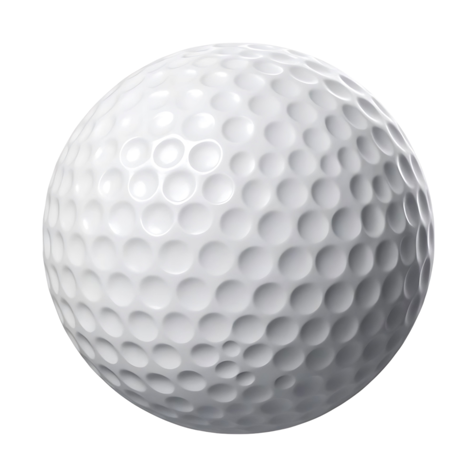 A perfectly spherical white golf ball with dimples on a transparent background a detailed close up view png