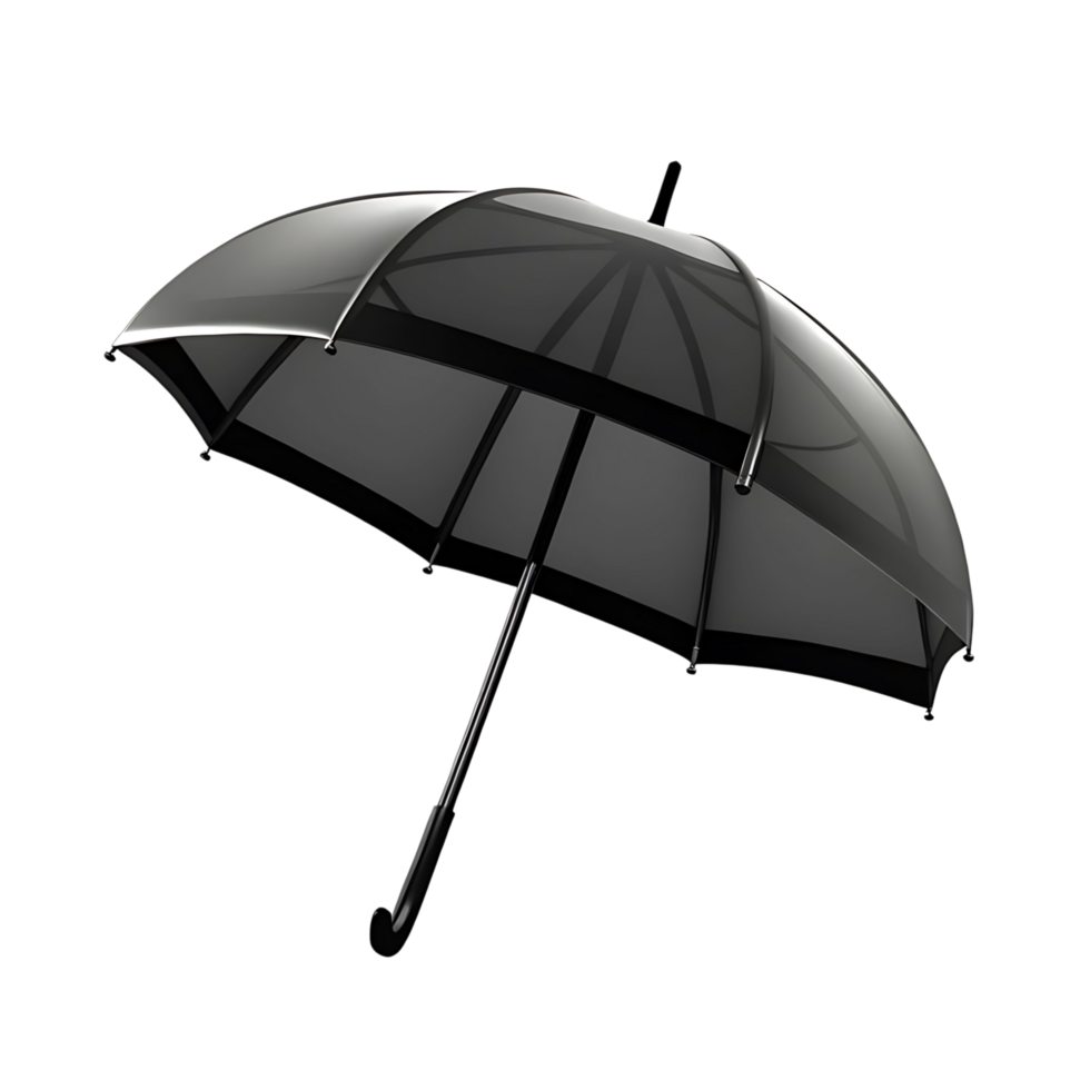 A sleek transparent umbrella stylishly angled against a dark background, showcasing its elegant design and sophisticated appeal png