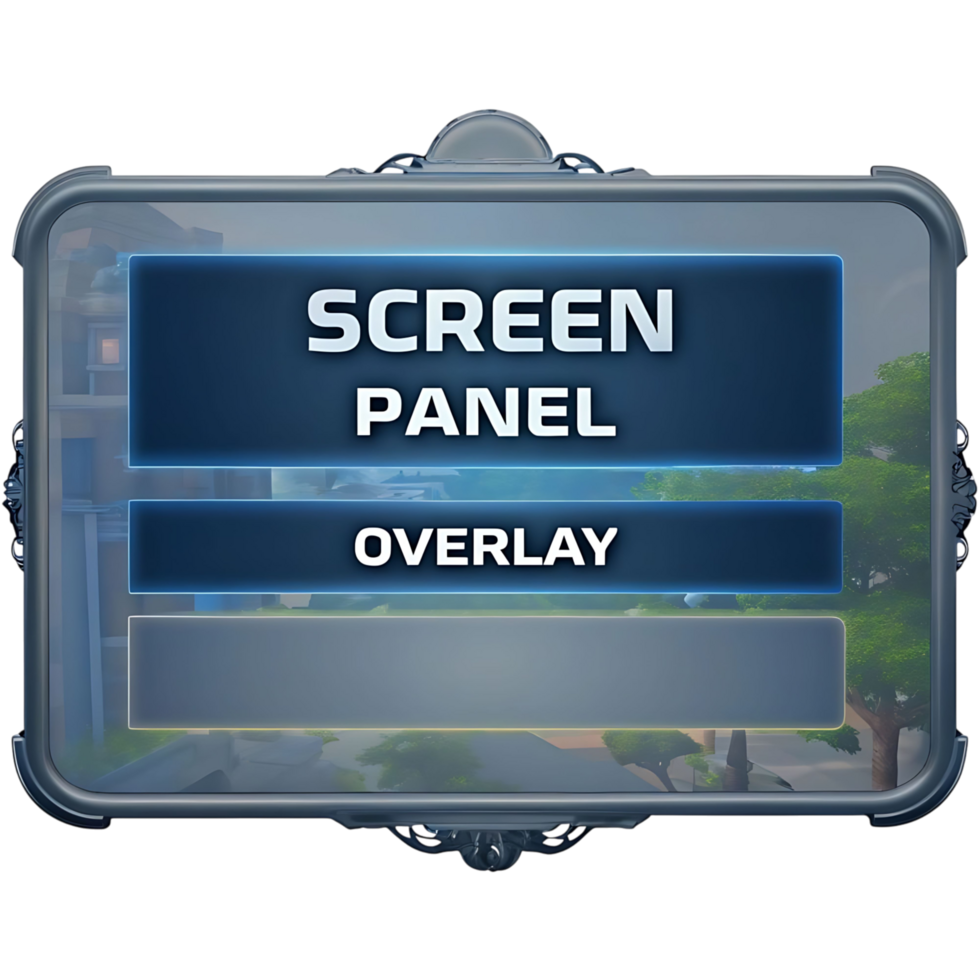Stylish 3D Render of a Screen Panel Overlay for Game UI Design png