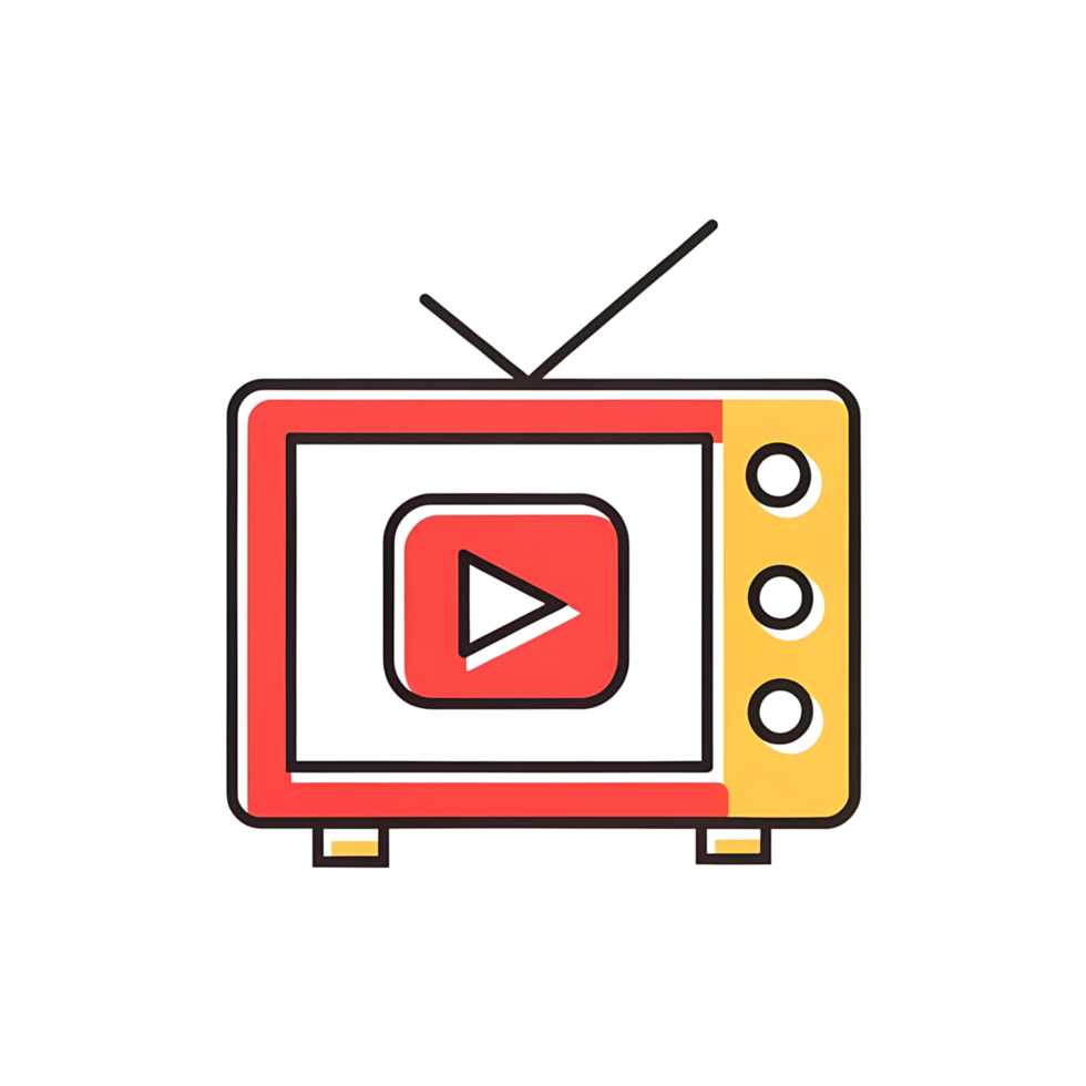 Retro Television with Play Button Streaming Media Player Icon png