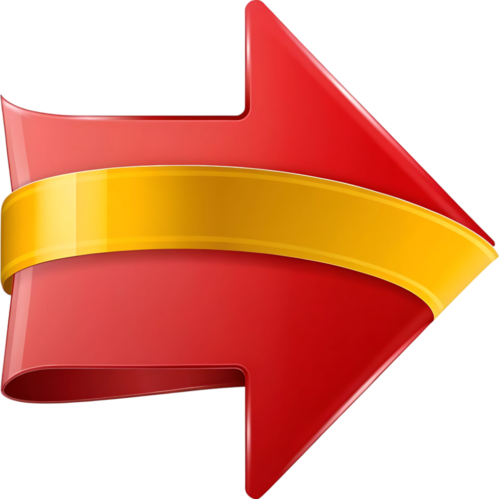 Red and Gold Glossy Arrow Design Element with Banner for Website or Application png