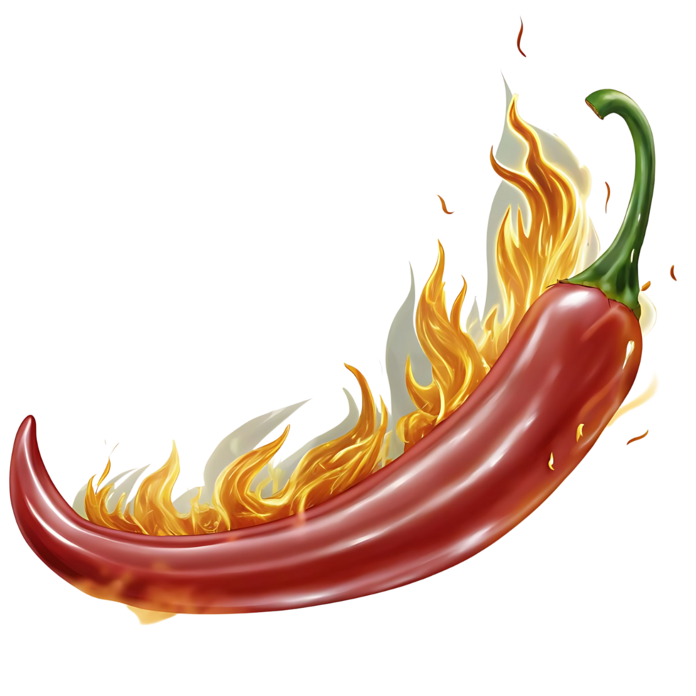 Fiery Hot Chili Pepper Illustration with Flaming Design Element png