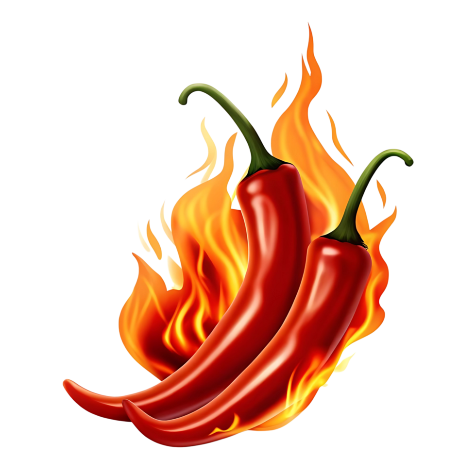 Fiery Hot Chili Peppers Flaming Inferno Spicy Red Hot Flavorful Mexican Cuisine png