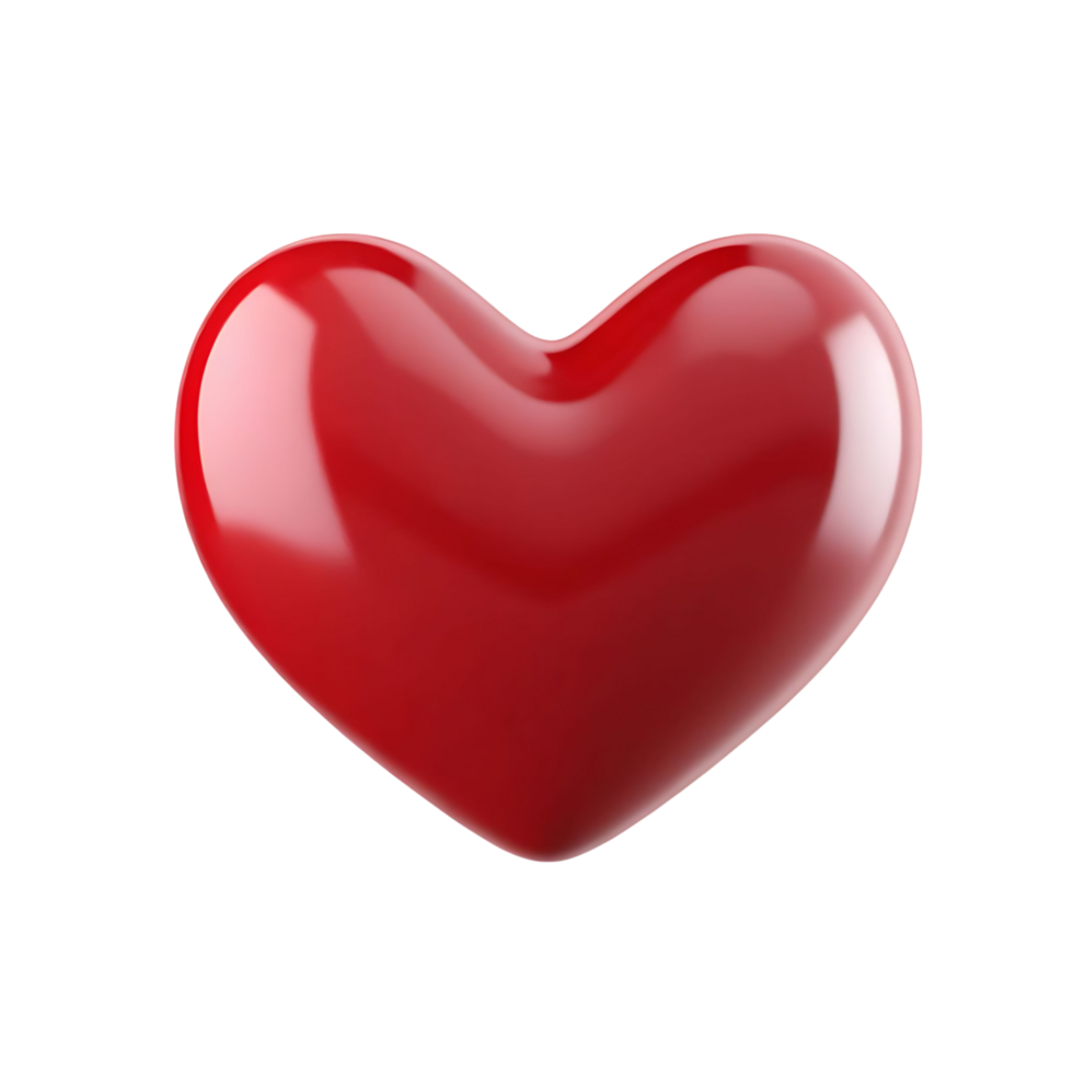 A Shiny Red Heart Shape on transparent Background 3D Render Valentine Love Romance png
