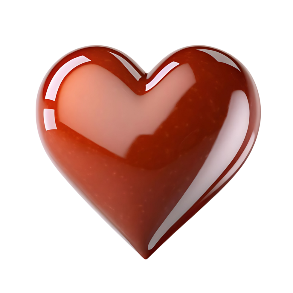 Shiny Red Heart Shape 3D Render Illustration on transparent Background Valentines Day Love Romance png