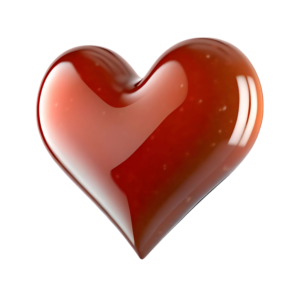 A shiny red heart shape on a transparent background a 3D rendering of a glossy heart png