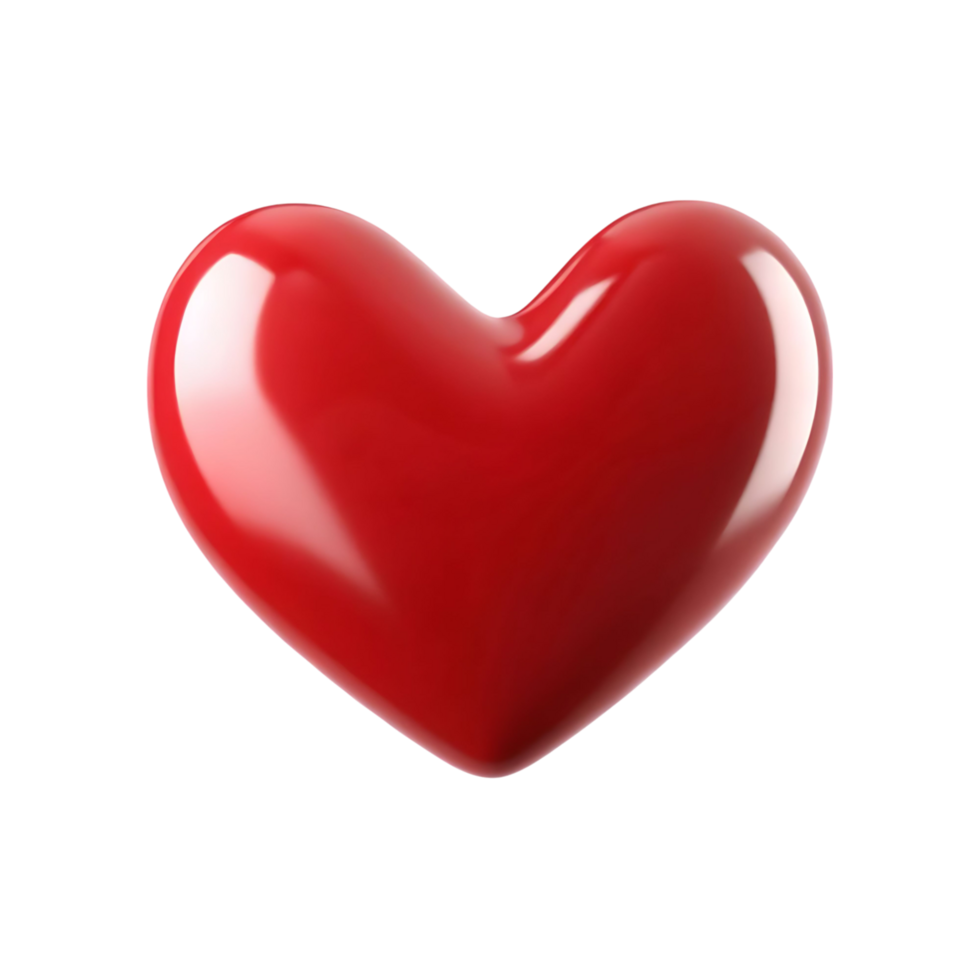 A Shiny Red Heart Shape on transparent Background Romantic Love Symbol 3D Render png