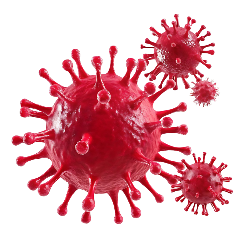 Microscopic View of Red Viruses Cluster a Detailed 3D Render of Infectious Agents png
