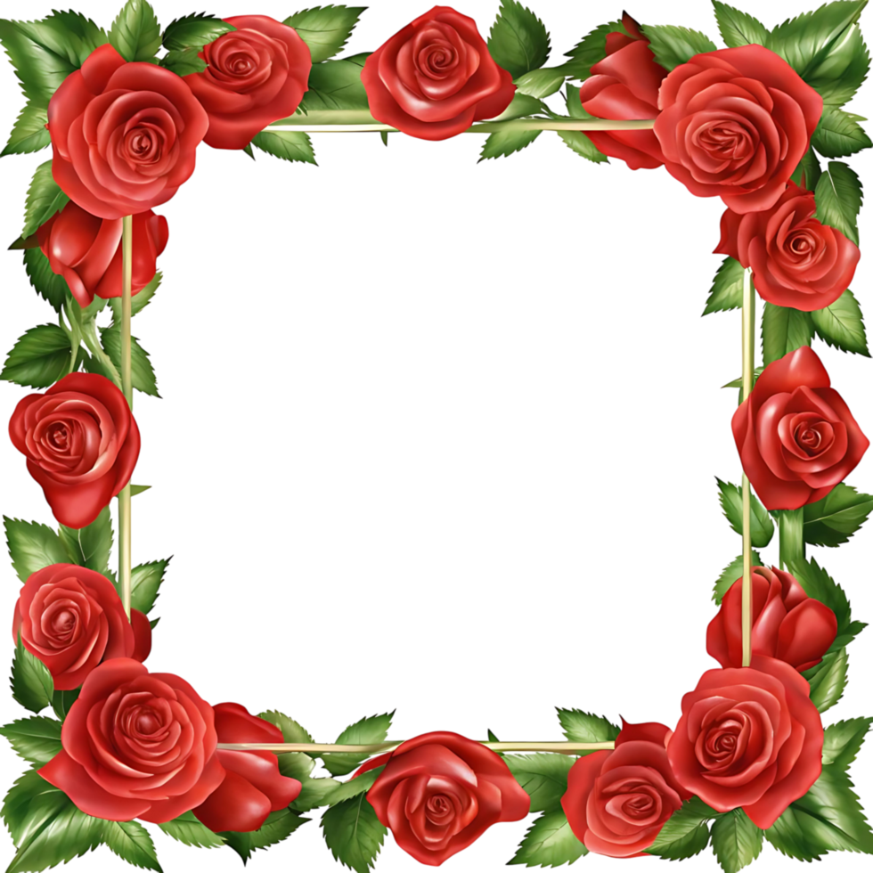 Beautiful Red Roses Frame Border Design for Romantic Invitation Card png