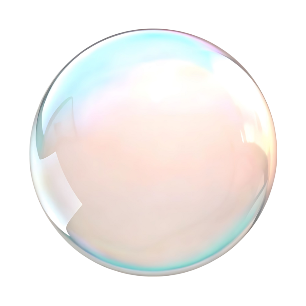 A large iridescent soap bubble on a transparent background, shimmering with pastel colors png