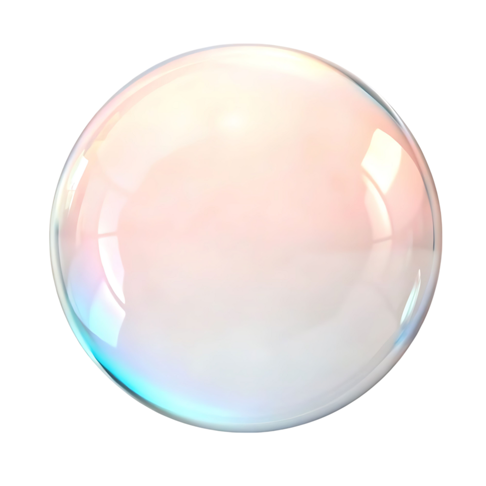 A large iridescent bubble with pastel colors on a transparent background a sphere of light and color png
