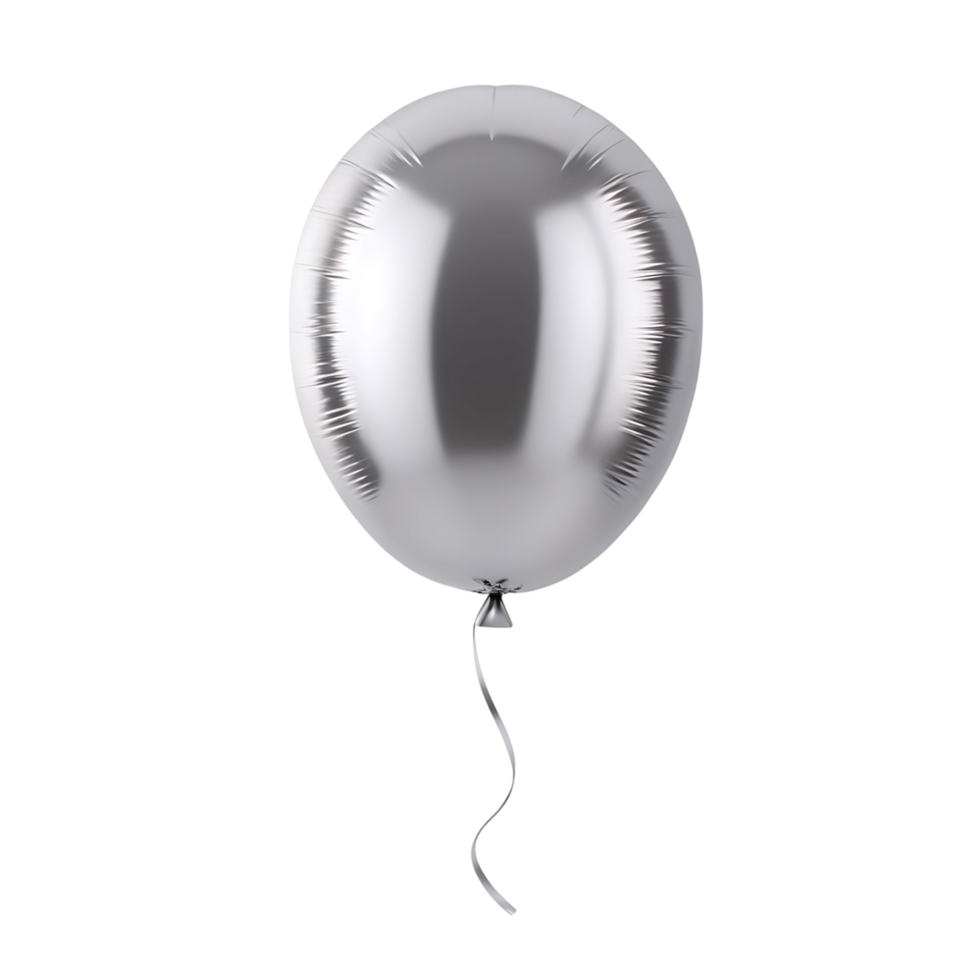 A single silver balloon floating against a transparent background a celebratory png