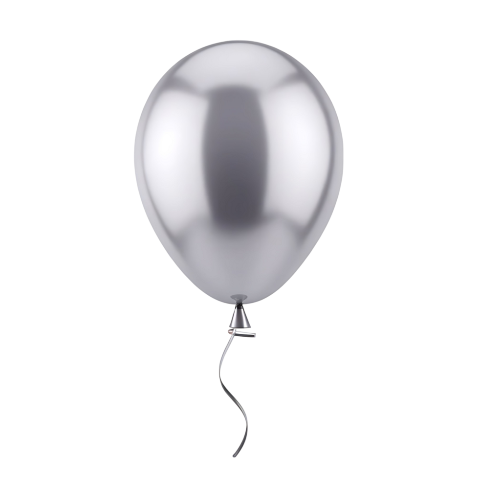 A single shiny silver balloon isolated on a transparent background a perfect for celebrations party decorations and festive events png