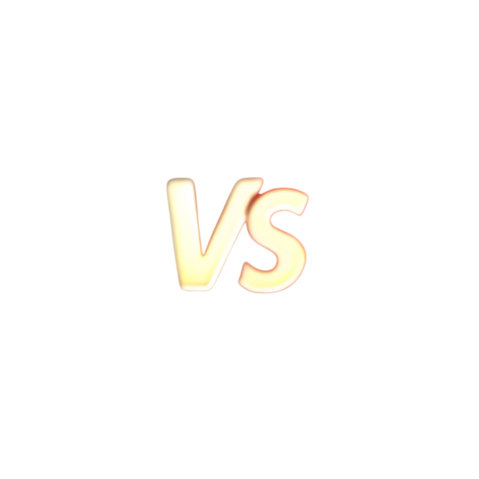 Glowing Versus Sign Yellow and Orange on transparent Background Competition Battle Choice Option Selection Decision png