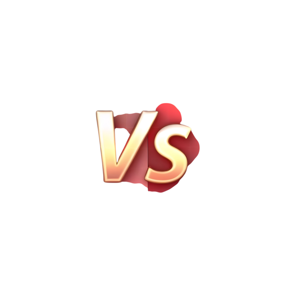 Dramatic 3D Versus Sign Gold Letters Red Background Competition Match Battle Showdown Rivalry Confrontation png