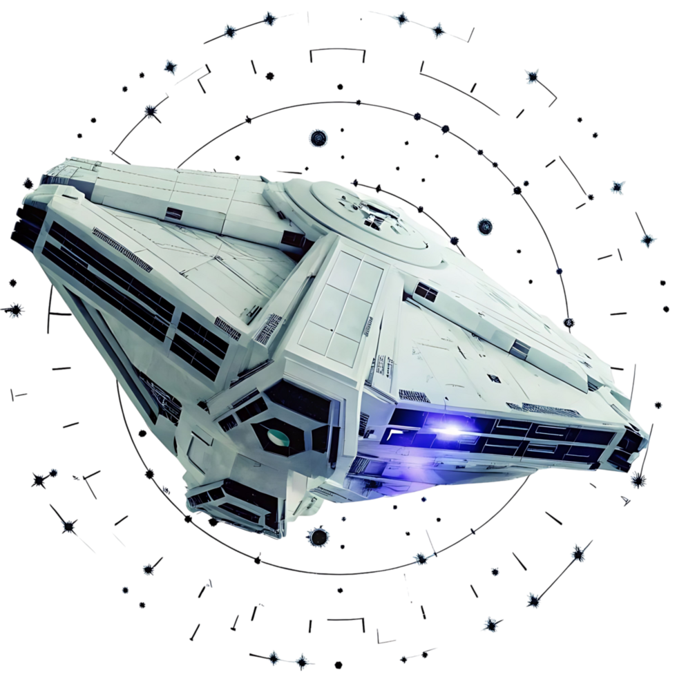 Futuristic Spaceship Design Concept Digital Rendering 3D Model Sci Fi Artwork png