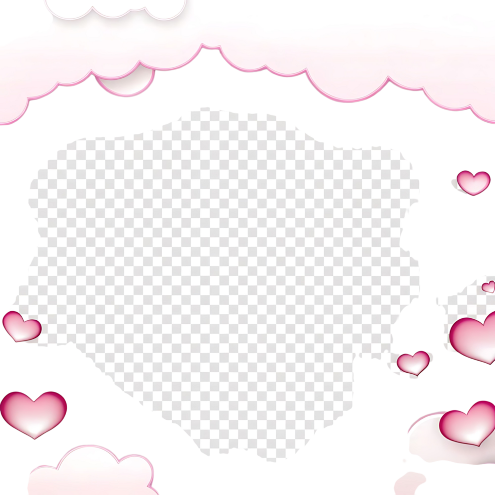 Lovely Pink Hearts and Clouds Template Design for Valentines Day or Romantic Occasion png