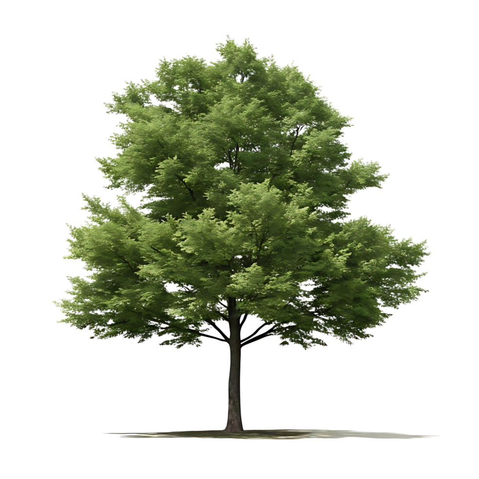 A Lush Green Deciduous Tree Isolated on transparent Background Showing Full Foliage and Trunk png