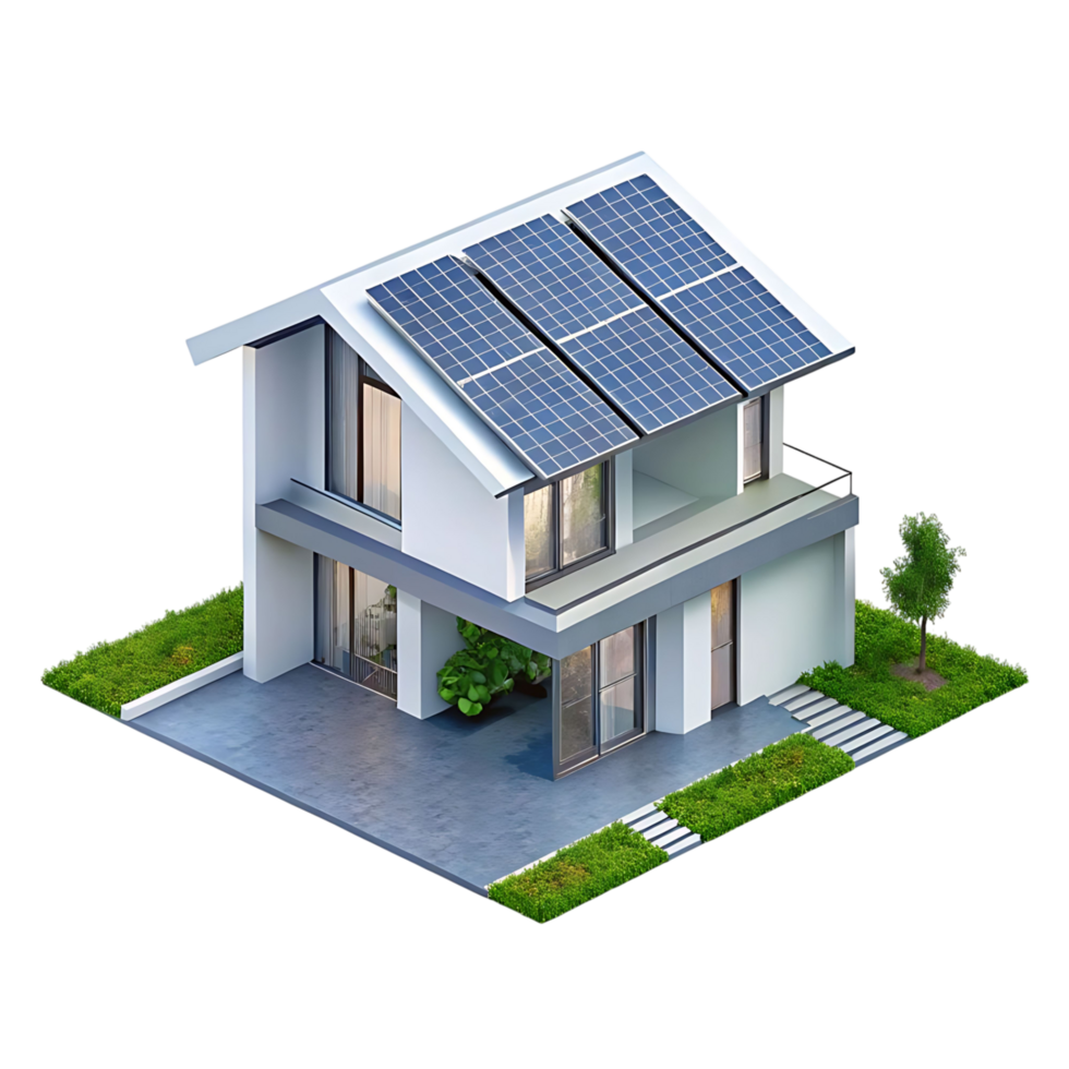 A house with solar panels on the roof png