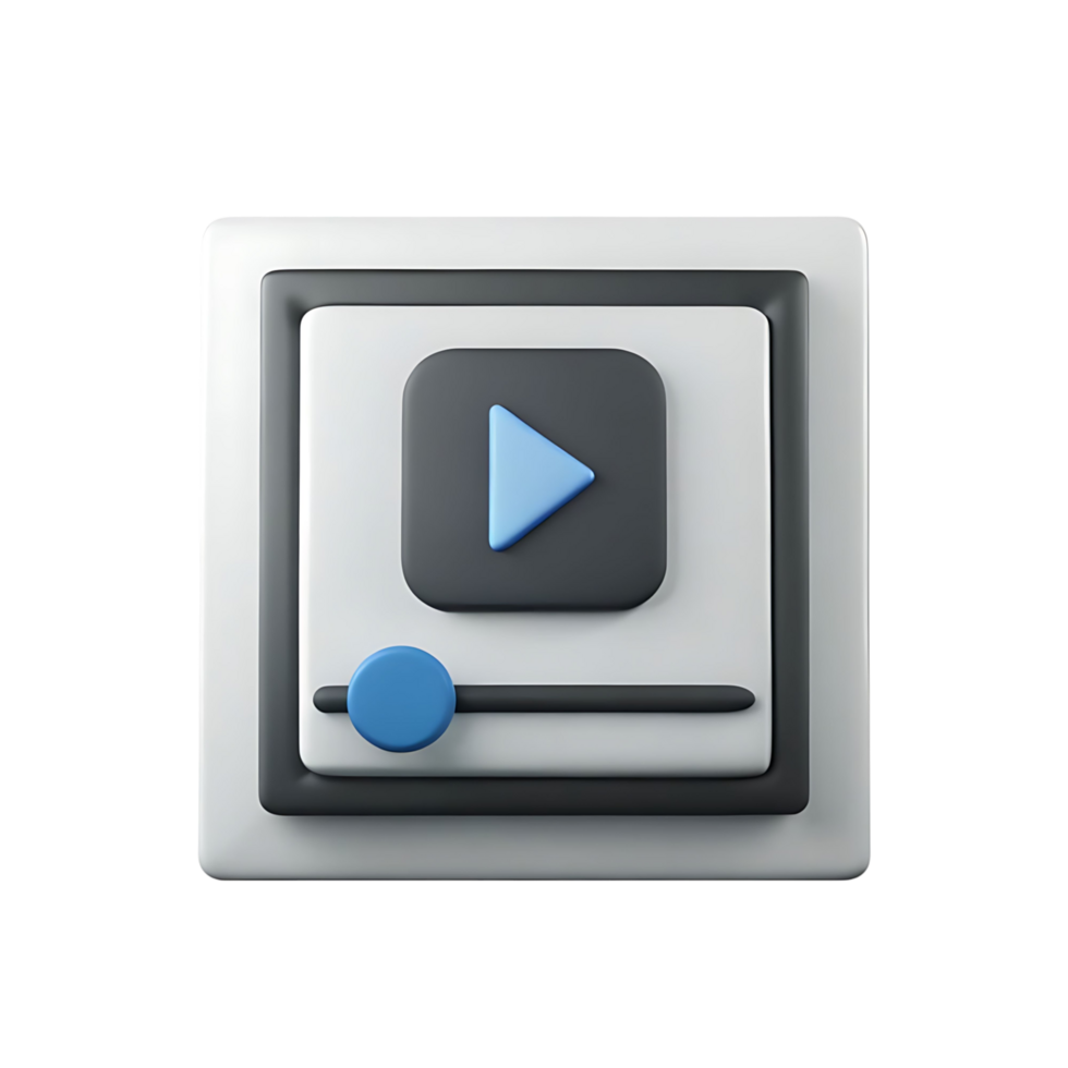 Threedimensional Play Button Media Player Interface Design Element png