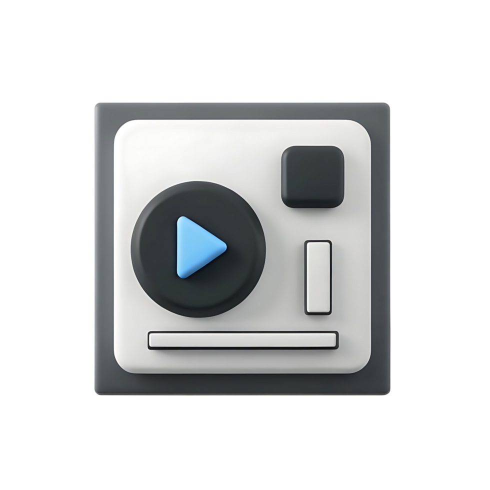 3D Render of a Modern Minimalist Music Player Interface Button png
