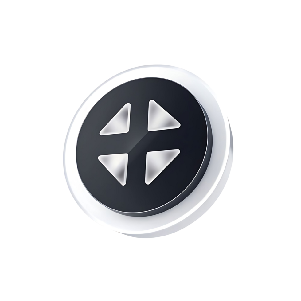 3D Render of a Circular Four Arrow Navigation Button Control Interface Element png