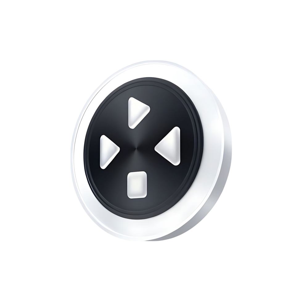 Modern Minimalist Circular Media Control Button Device with Play Pause and Stop Functions png