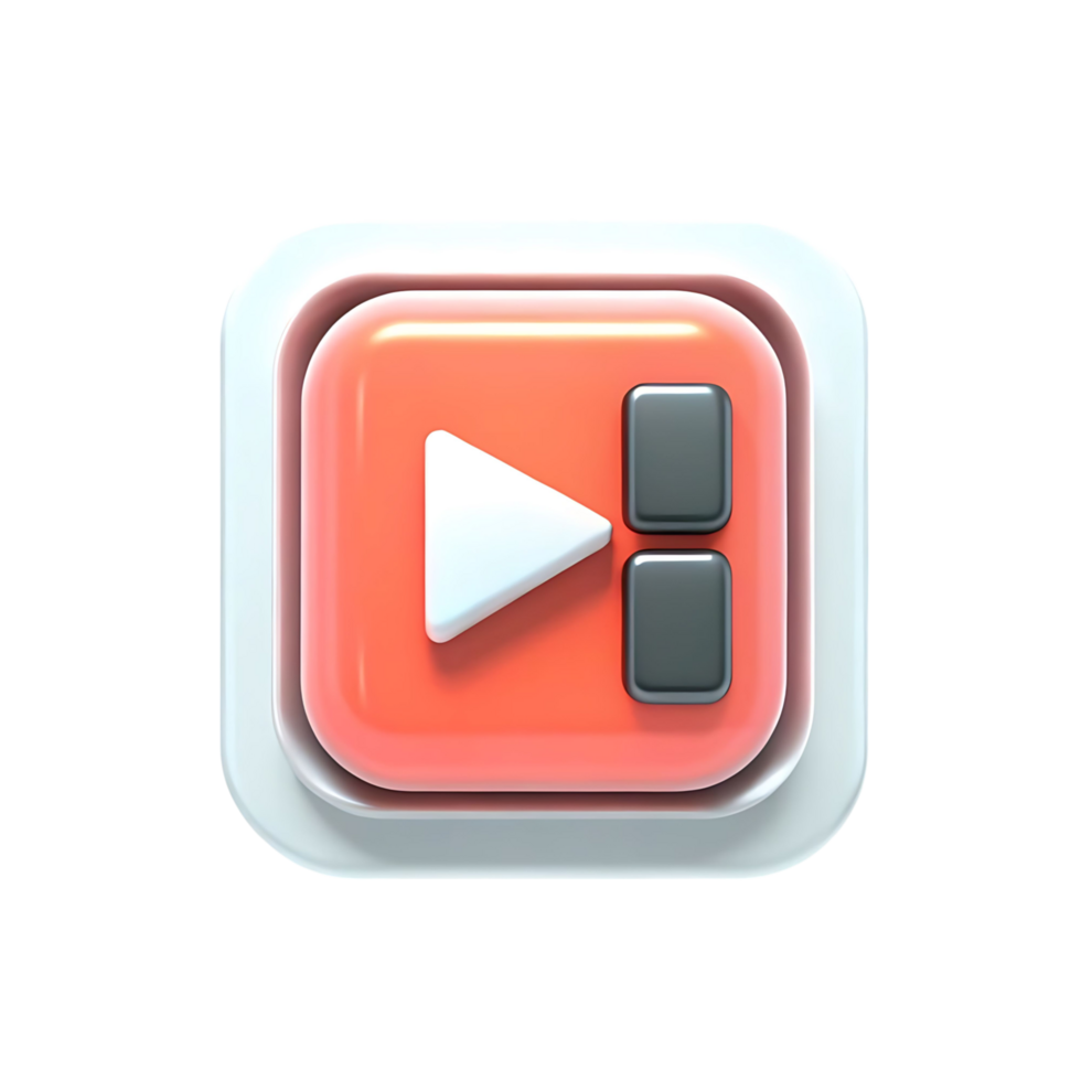 Three Dimensional Play Button Media Control Interface Icon Design Element png