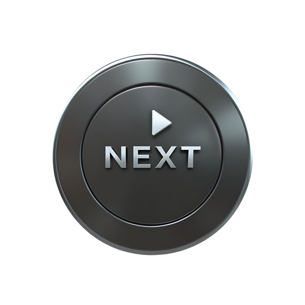 Sleek Metallic Next Button with Play Icon Modern User Interface Element png