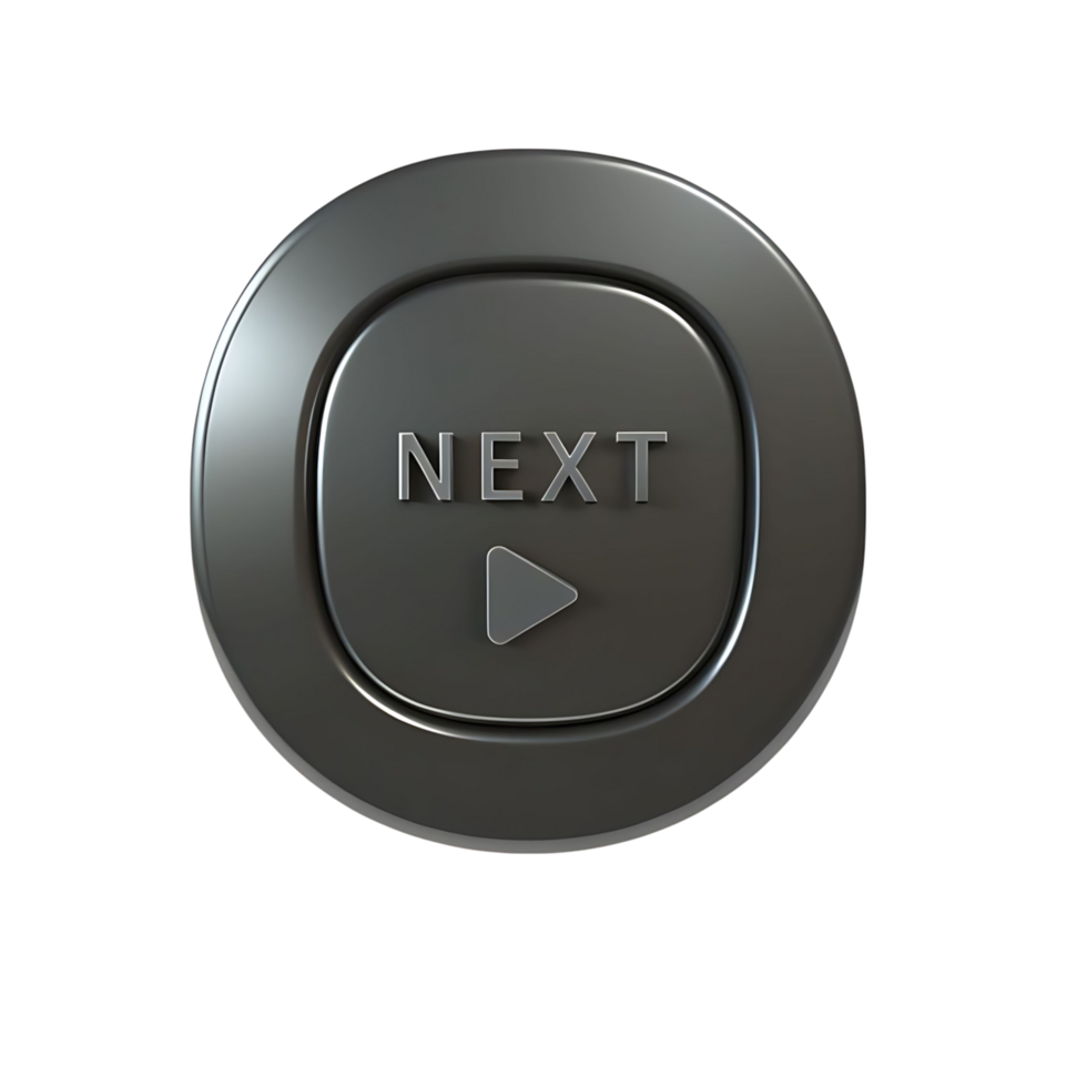 Sleek Metal Next Button with Play Icon User Interface Element for Digital Devices png