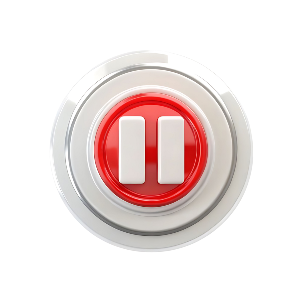 3d render do uma vermelho e branco pausa botão com circular Projeto elementos png