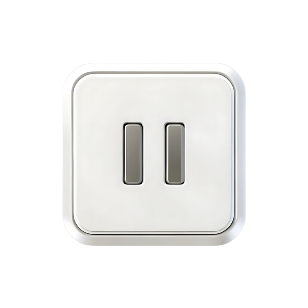 White Square Wall Plate with Two Rectangular Buttons for Pause Function png