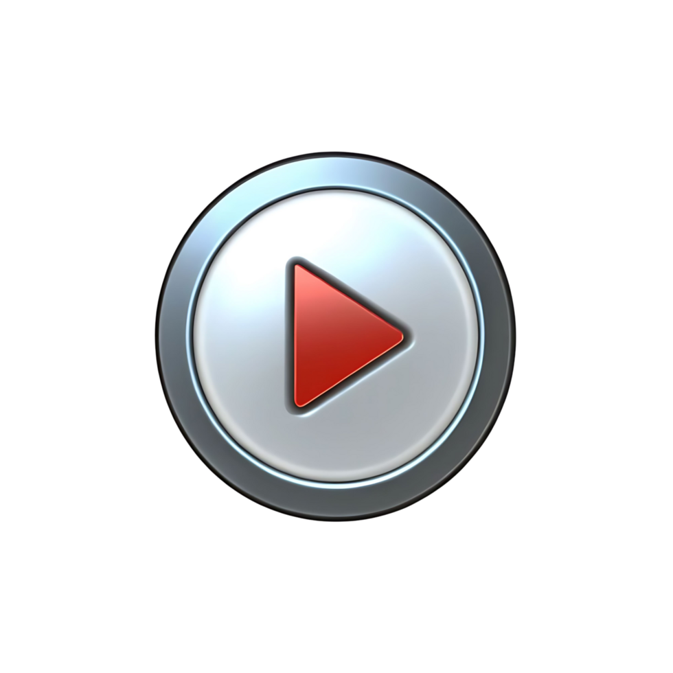 Sleek Red Play Button on a Metal Circular Interface Digital Media Graphic png
