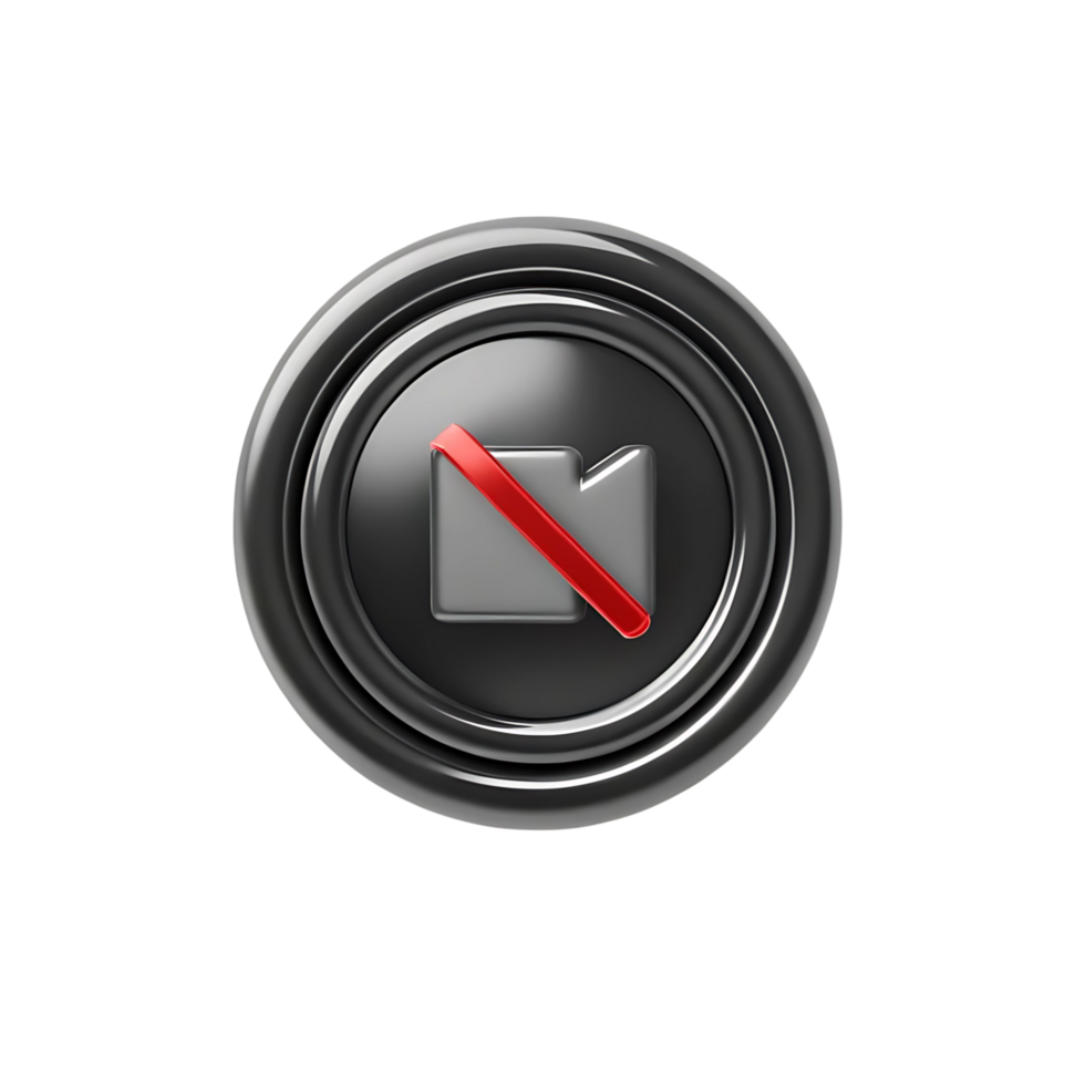 transparente circular botão com vermelho riscado Câmera ícone 3d render png