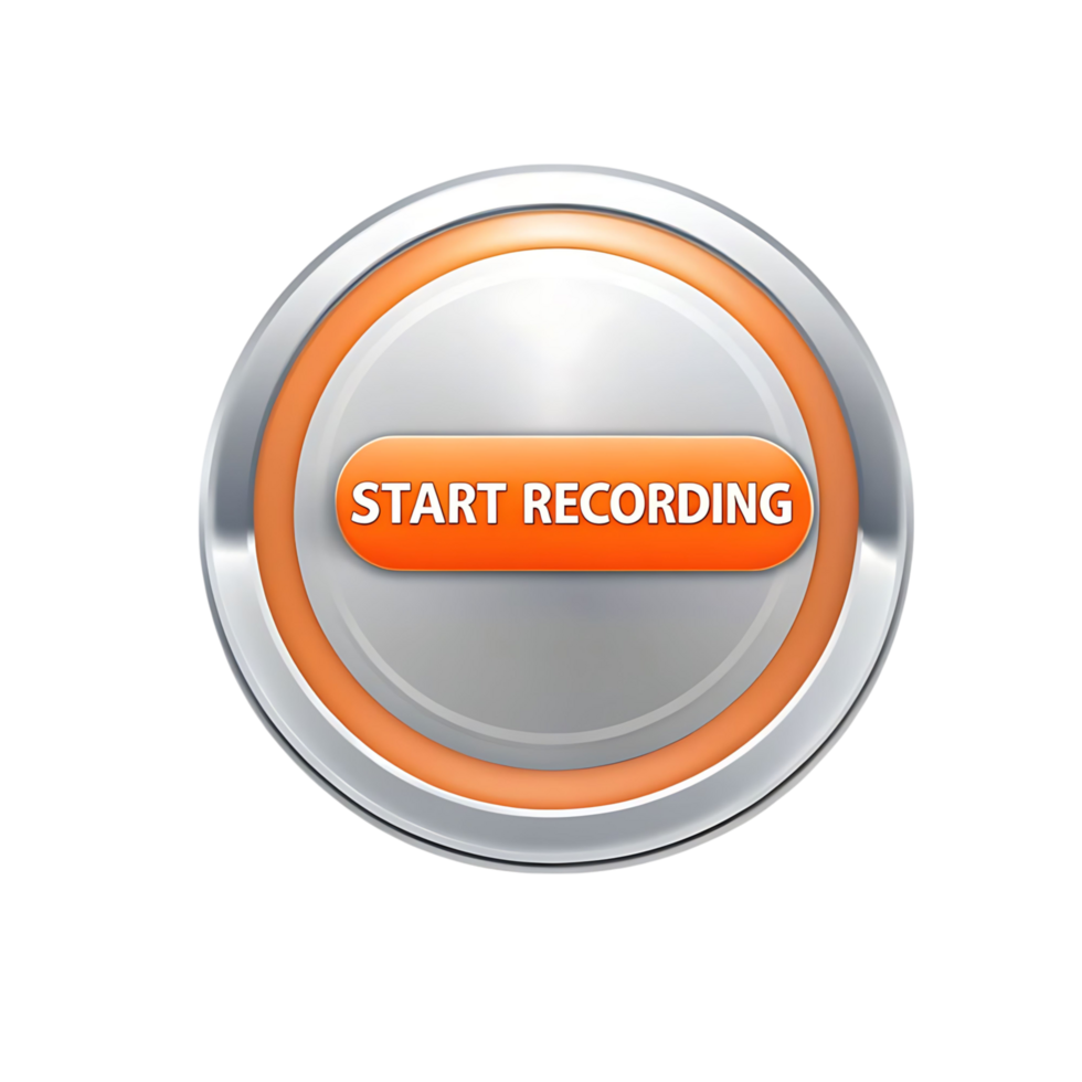 Shiny Orange and Silver Start Recording Button Icon Graphic Design Element png
