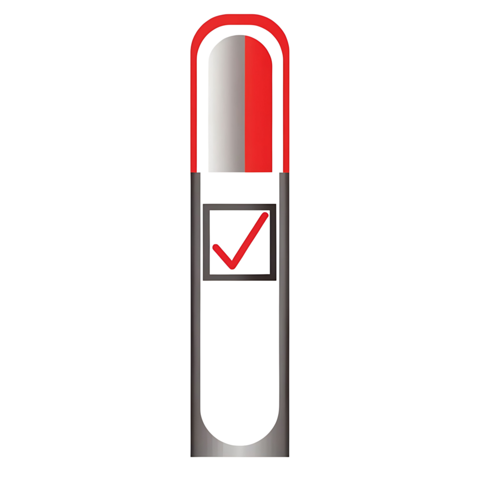 Red and Gray Vertical Capsule Shape with Check Mark Graphic Design Element png