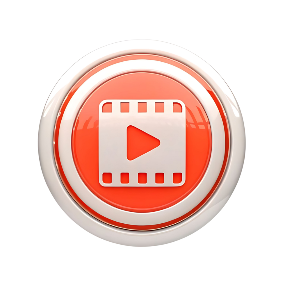 Glossy Red and White Circular Media Player Button Icon png