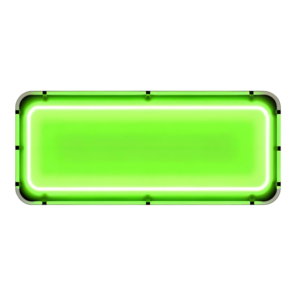 Bright Green Neon Sign Rectangular Frame Glowing Light Box Empty Template png