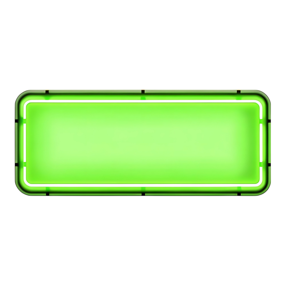 Bright Green Neon Sign Rectangular Shape Glowing Light Illumination Blank Template Design Element png