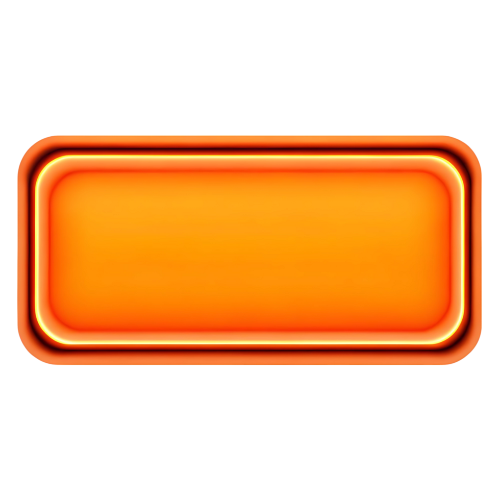 Bright Orange Neon Rectangular Button Design Element with Glowing Edges png