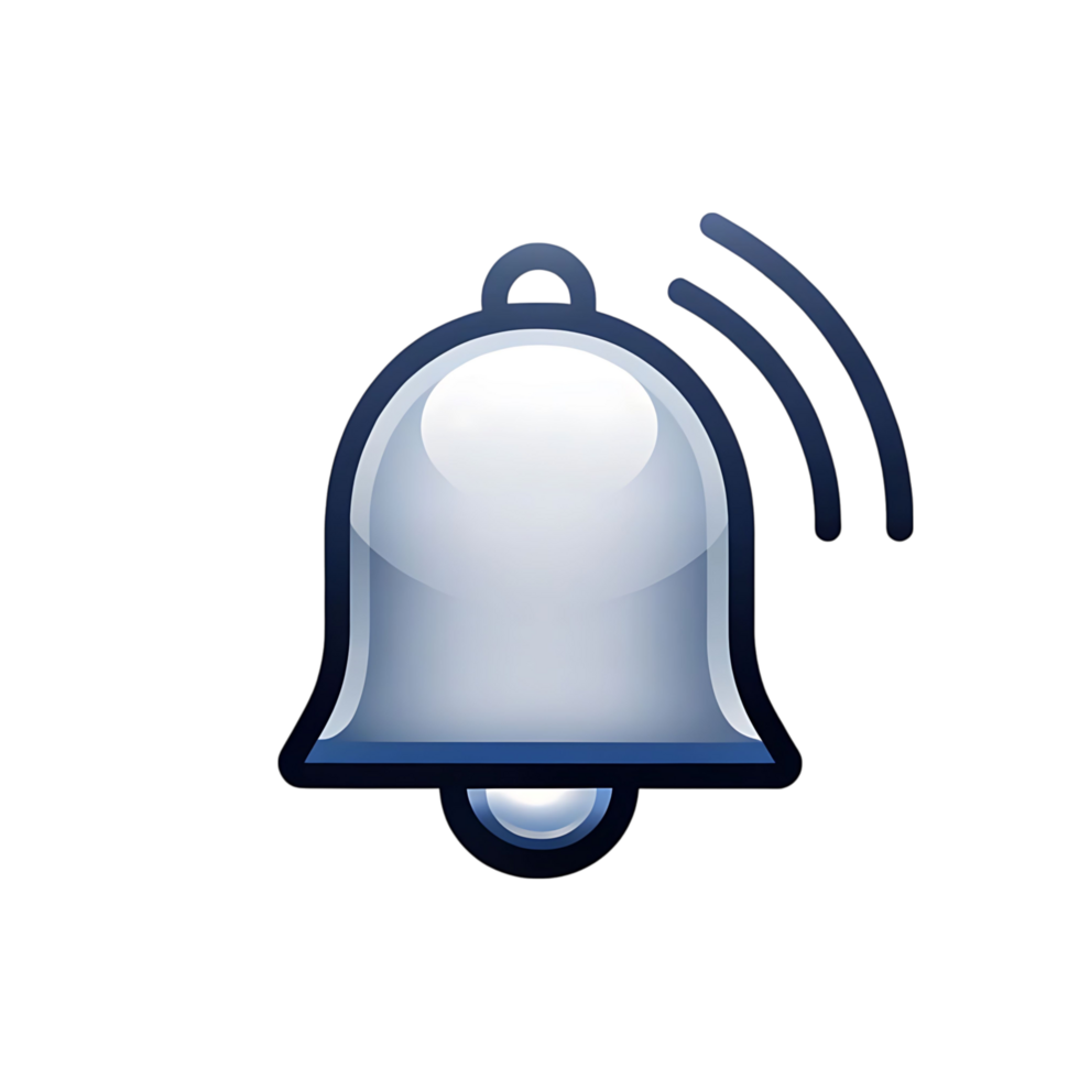 Shiny Blue Notification Bell Icon Digital Illustration Graphic Design Element png