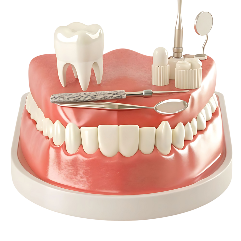 Dental Model with Teeth and Instruments for Dentistry Procedures and Education png