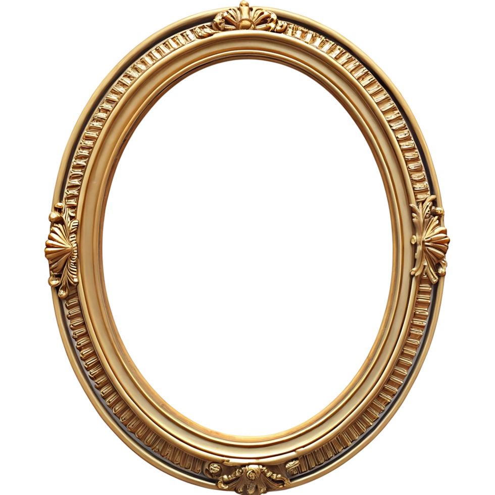 Elegant Oval Gold Frame with Intricate Baroque Design for Artwork or Portrait Display png